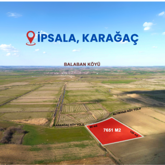 Edirne, İpsala, Karaağaç’da 7650m2 Satılık Arazi
